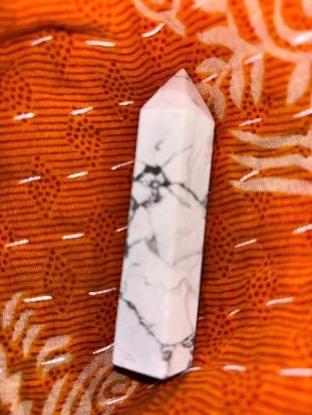 White Howlite Marbled Crystal Point